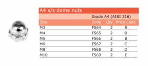 S.S.A4 Dome Nuts M4