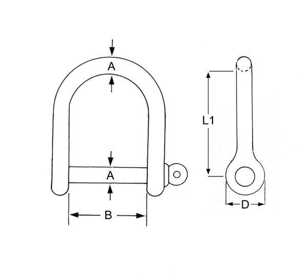 Stainless Steel Wide D Shackles