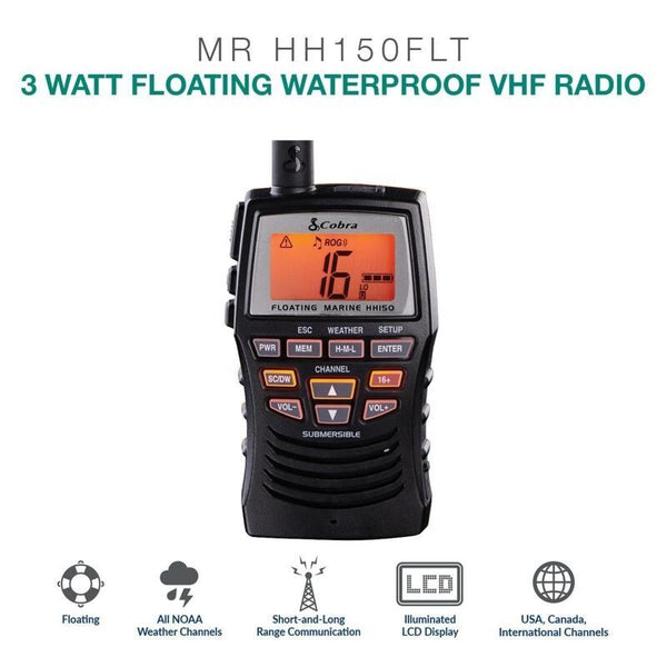 Cobra HH150 floating waterproof Handheld VHF Marine Radio