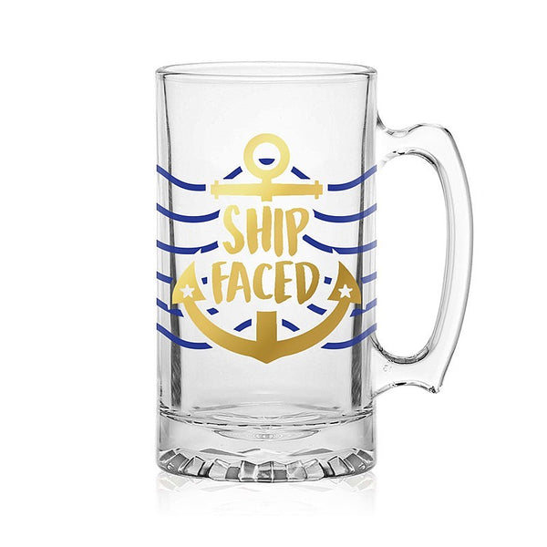 Ship Faced Tankard Glass