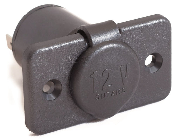 Socket 12V (Cigarette Lighter) Rectangular Flange, Surface Mount