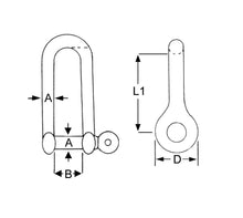 Stainless Steel Long D Shackles