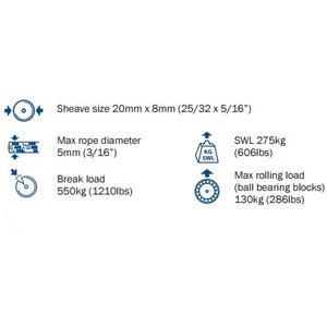 Barton Block Size 0: Single - Fixed Eye + Becket