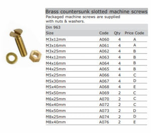 BRASS CSK.HD.M.S M3X12