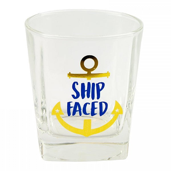 Ship Faced Tumbler Glass
